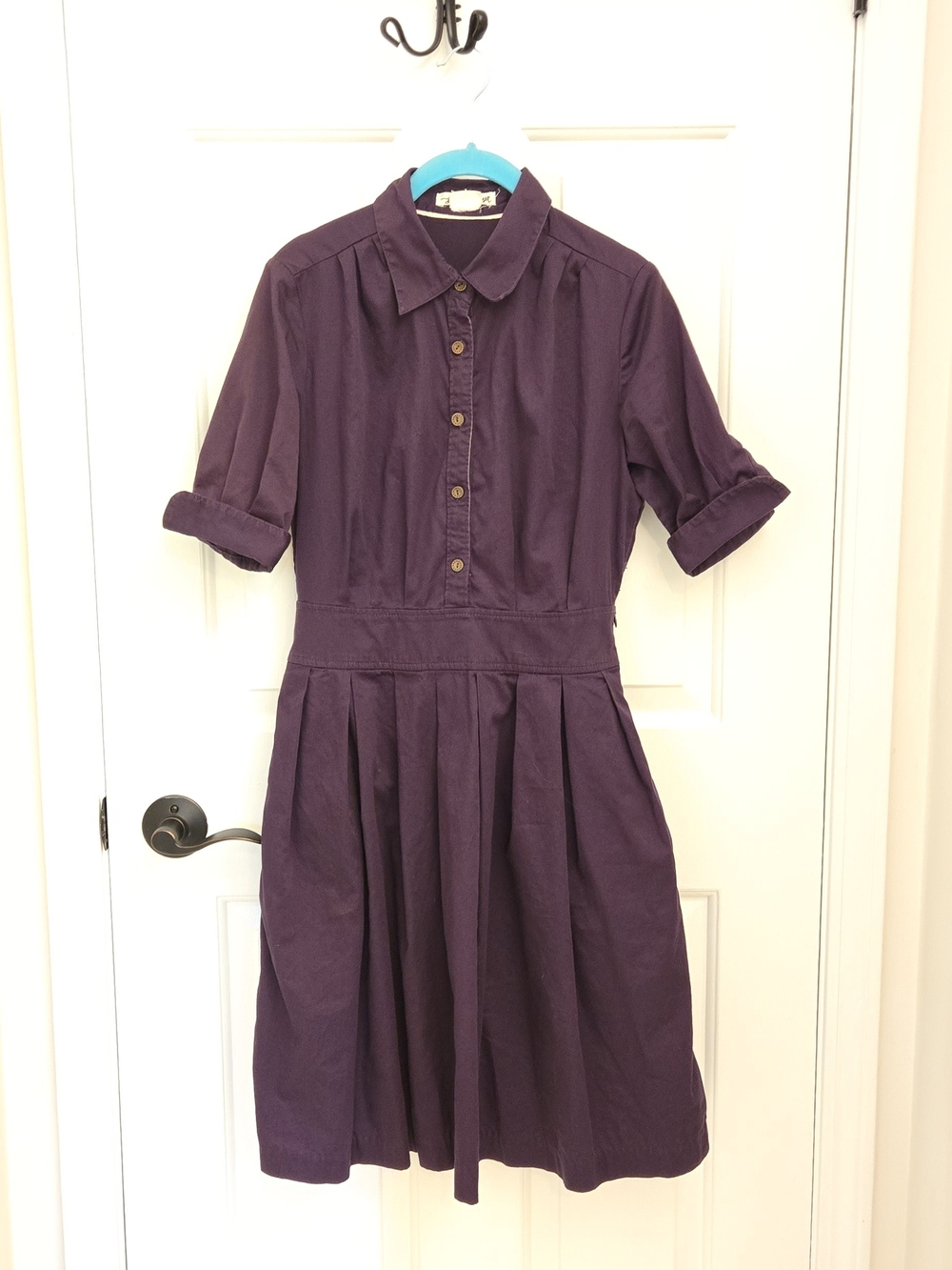 Anthropologie Lili's Closet classic purple shirtwaist dress